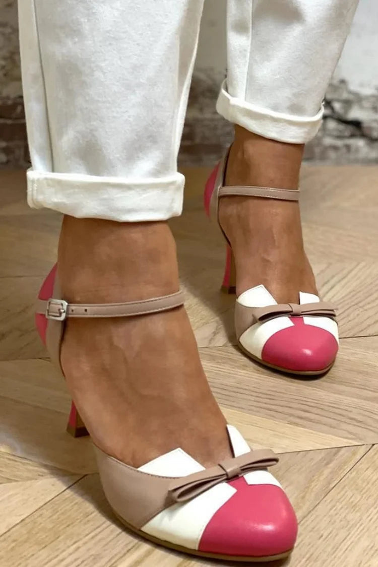 Jorilda | Trikolor stiletthæler med sløyfedetalj