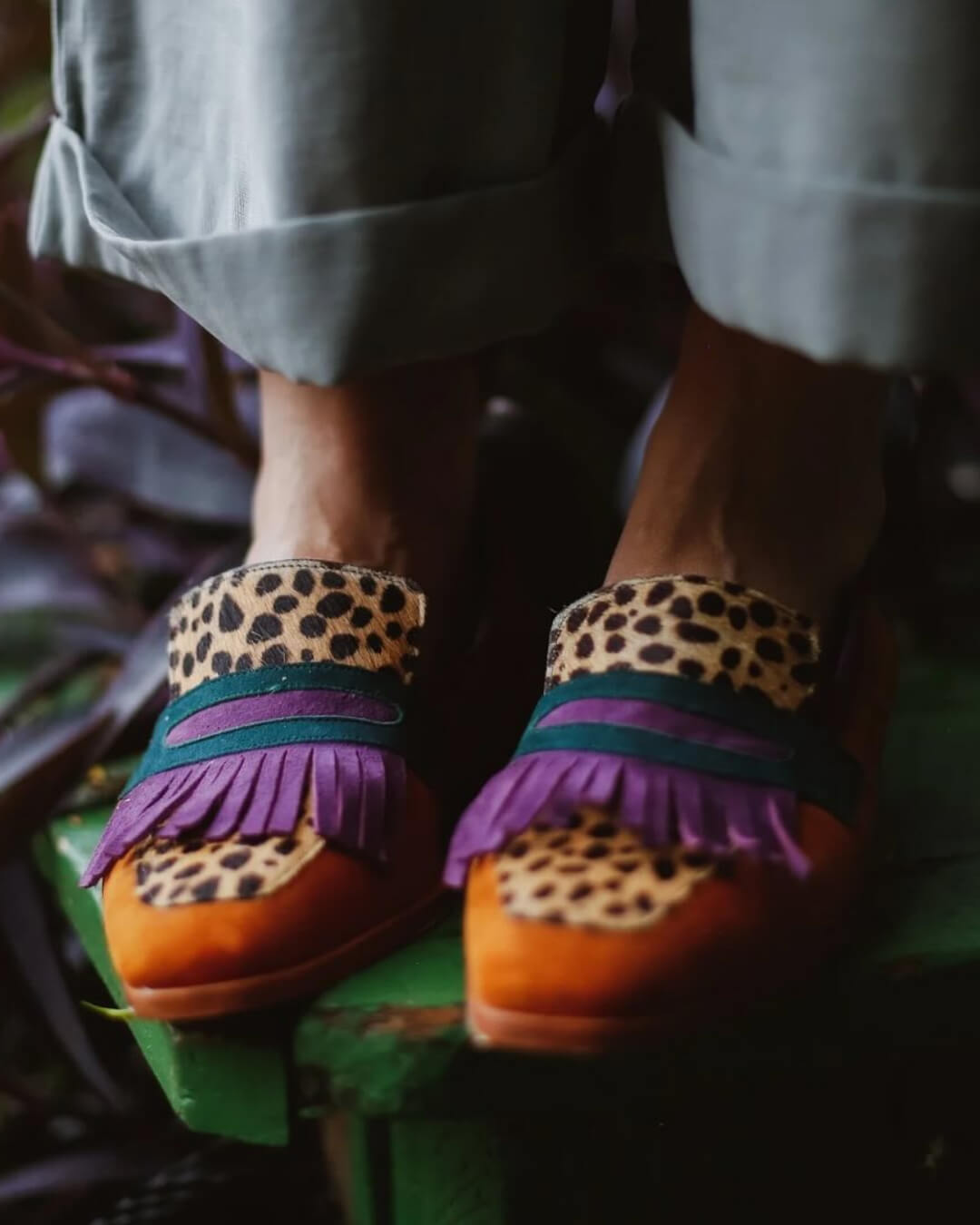 Arnheiður | Statement-loafers med frynser og dyremønster