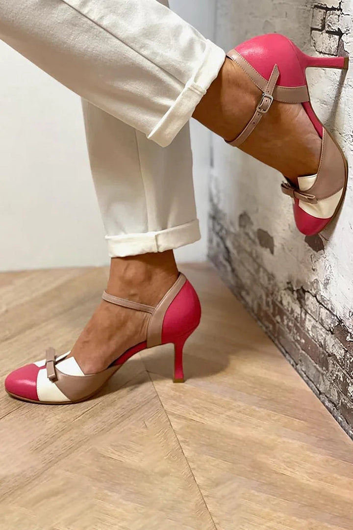 Jorilda | Trikolor stiletthæler med sløyfedetalj