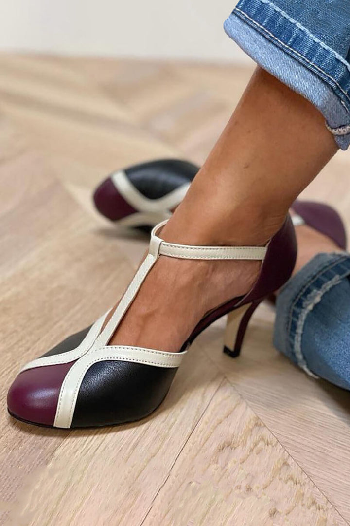 Orlaug | T-stropp pumps med fargeblokker og retro-preg