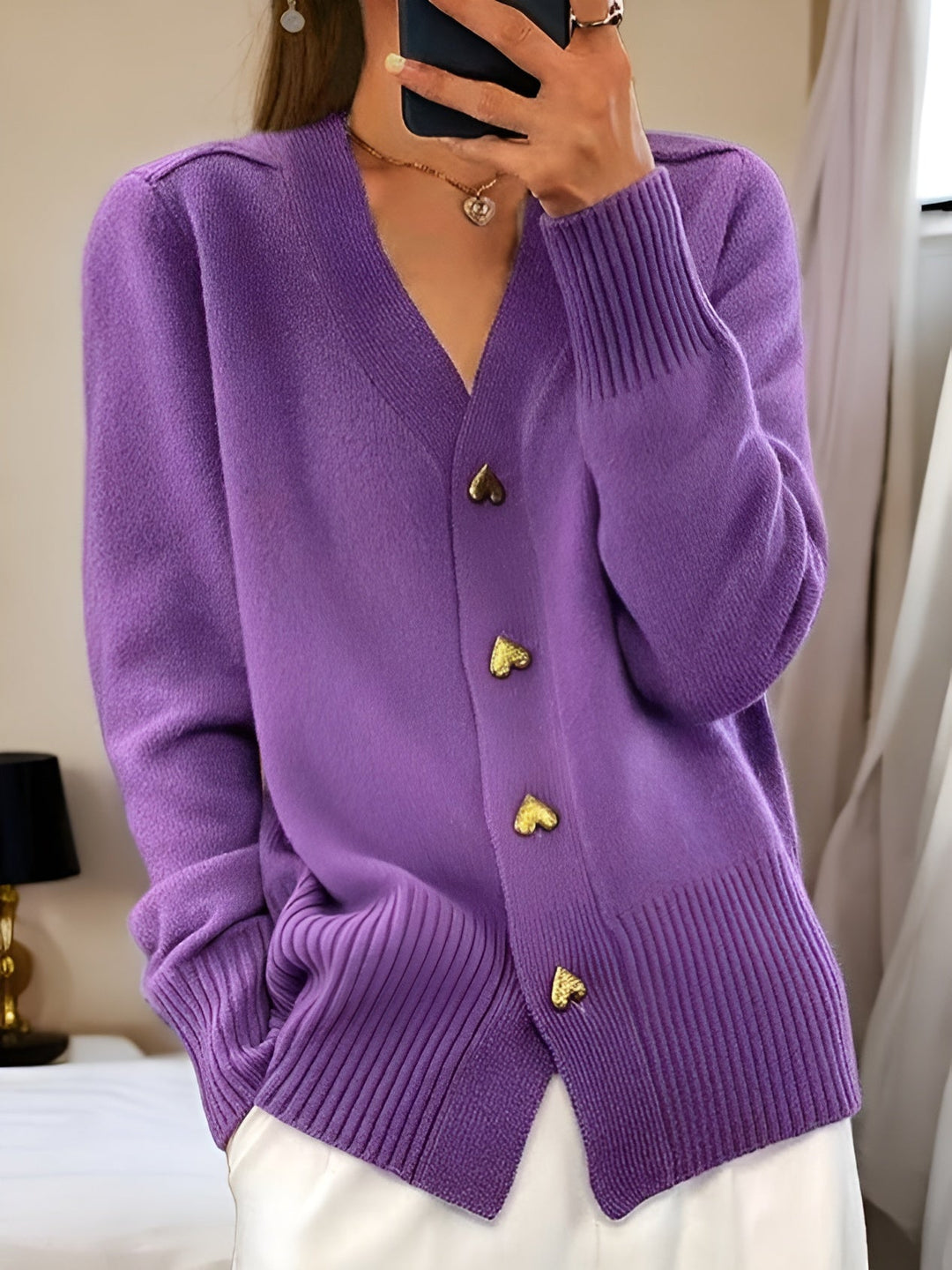 Cora | Cardigan med Hjerteknapper